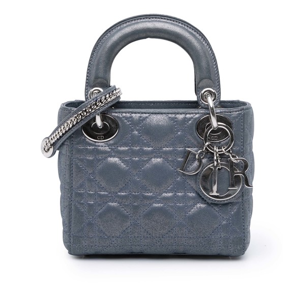 Pre-Loved Dior Mini Iridescent Lambskin Cannage Lady Dior - Picture 1 of 11